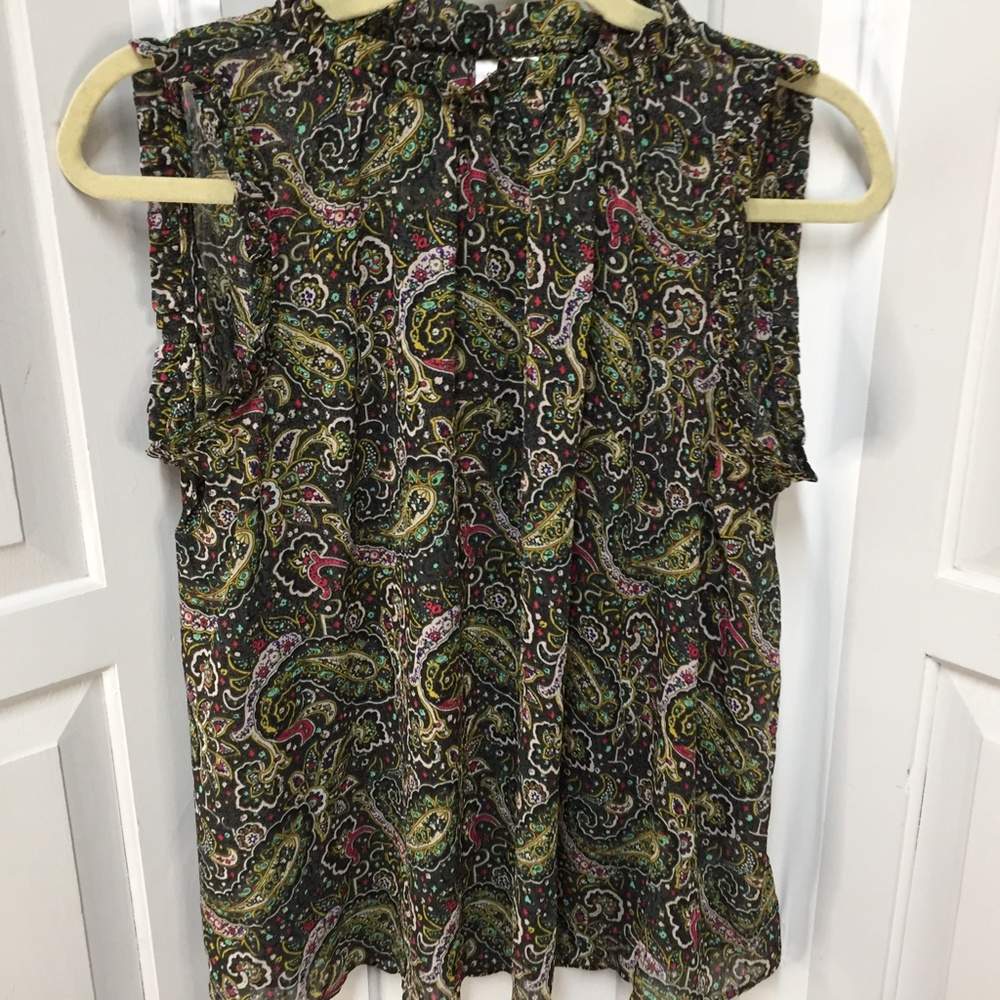 GAP Black & Green Paisley Top - Picture 2 of 16
